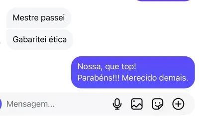Aluno: Mestre passei. Gabaritei ética.
